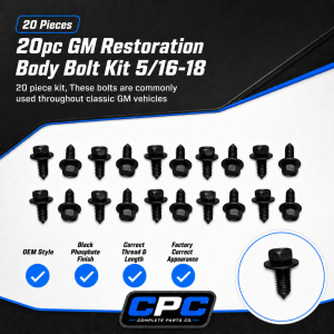 20pc GM Restoration Body Bolts 5/16-18 GMC Fender Engine Bay Hardware