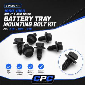 1969-1980 Chevy K20 Pickup Battery Tray Mounting Bolt Hardware Kit 6 Piece